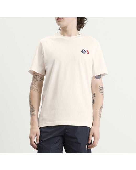 Moncler White Cotton Patch Logo T-Shirt for men