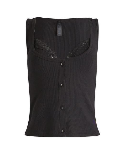 Skims Black Soft Lounge Lace Bralette Tank