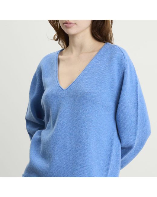 NOTHING WRITTEN Blue Cerin Deep V-Neck Pullover