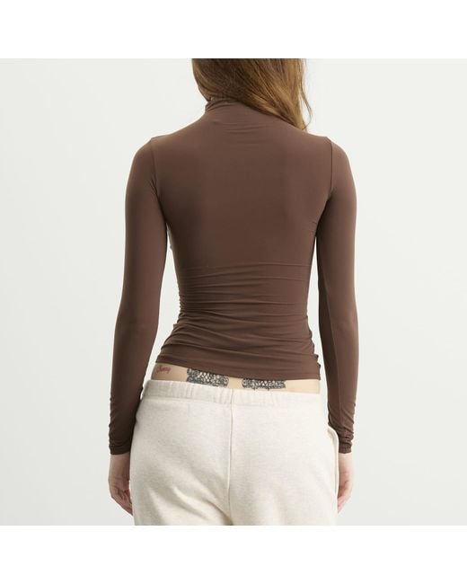 Skims Brown Fits Everybody Long Sleeve High Neck Top
