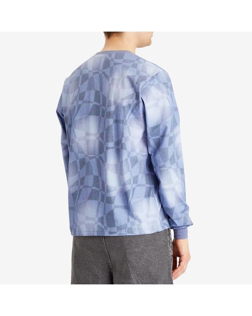 Dime Blue Abstract Long Sleeve T-Shirt for men