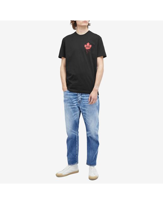 DSquared² Black Maple Leaf Logo T-Shirt for men