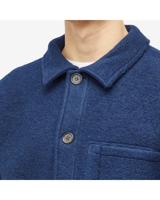 Universal Works Blue Wool Fleece Field Jacket for men