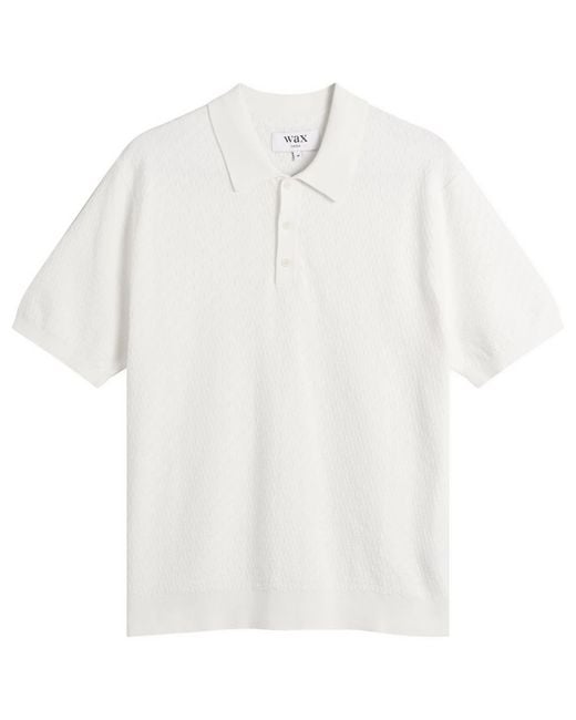 Wax London White Naples Retro Diamond Knit Polo for men
