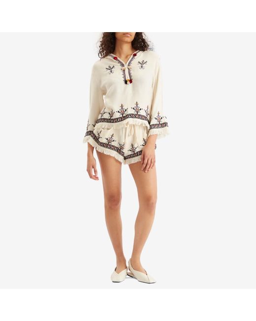 Isabel Marant Natural Kriss Embroidered Shorts