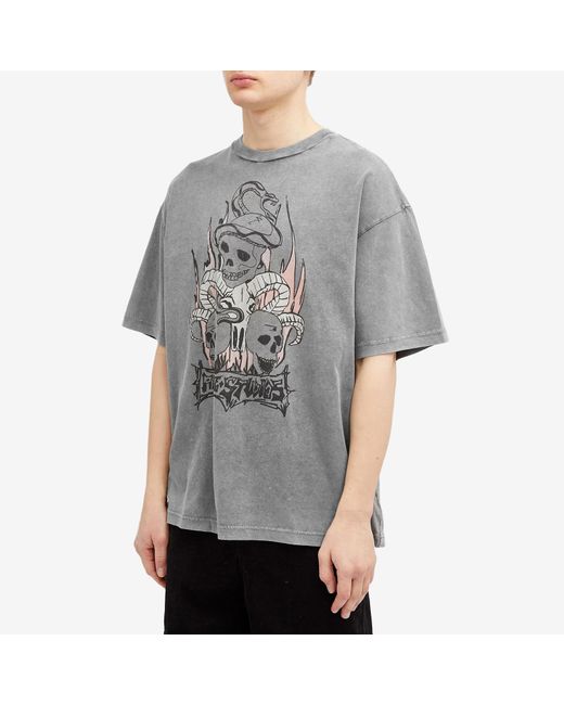 Acne Gray Edra Skull T-Shirt for men