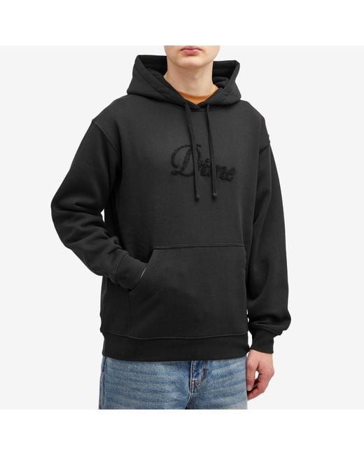 Dime Black Cursive Logo Hoodie for men