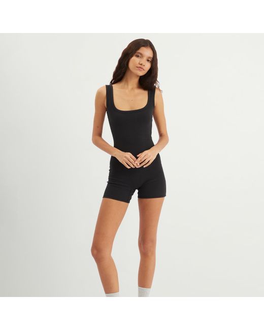 Skims Black Cotton Rib Onesie