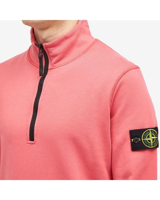 Stone Island Pink Garment Dyed Half Zip Sweat for men