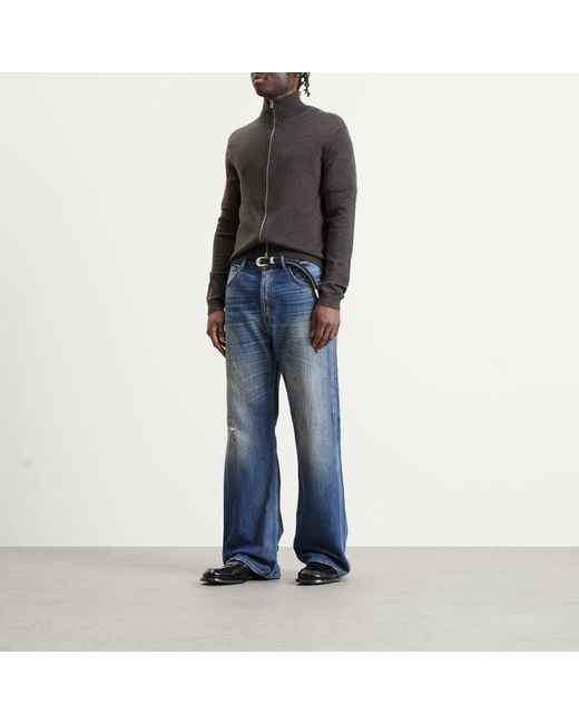 Acne Gray Merino Zip Through for men