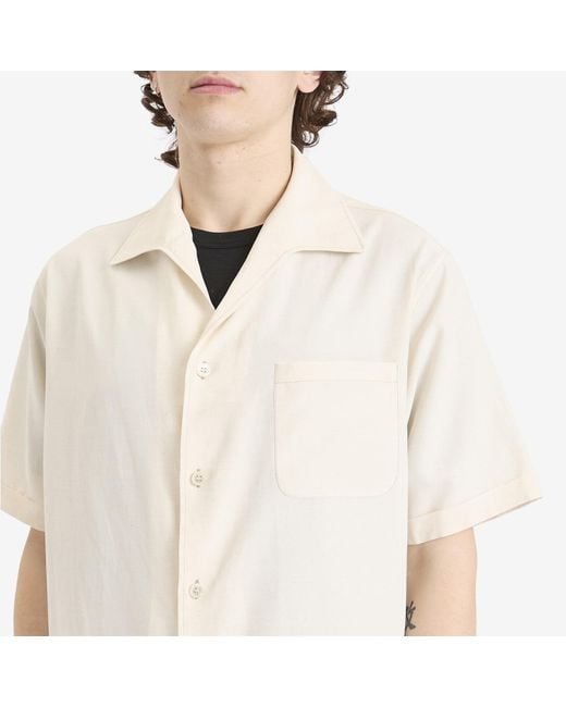 Maison Margiela Natural Stripe Short Sleeve Shirt for men