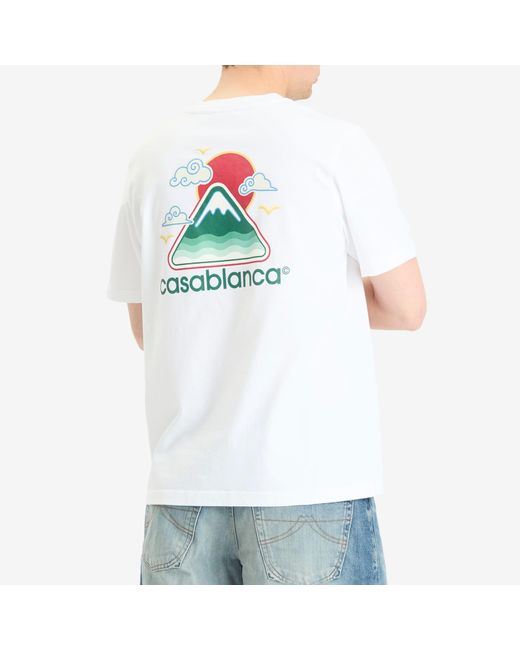 Casablanca White Montagne Ondulée Screen Printed T-Shirt for men