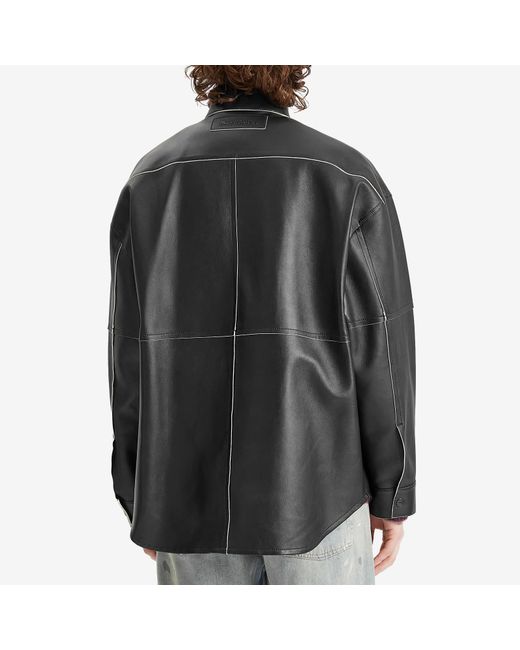 Acne Black Leather Overshirt for men