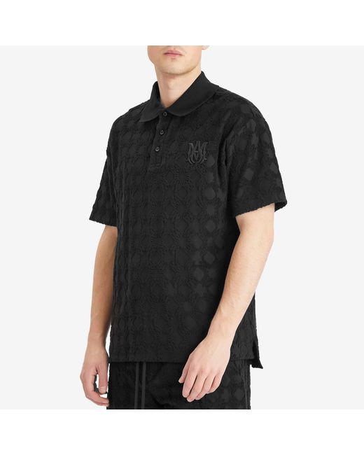 Amiri Black Ma Quad Toweling Polo for men