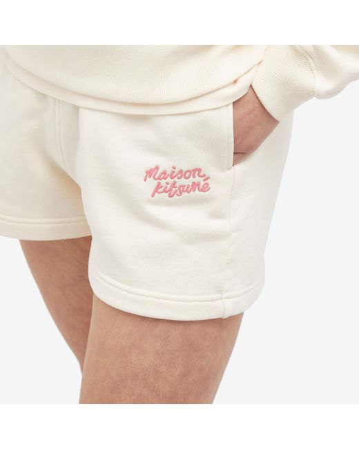 Maison Kitsuné Natural Maison Kitsune Handwriting Logo Regular Jog Shorts