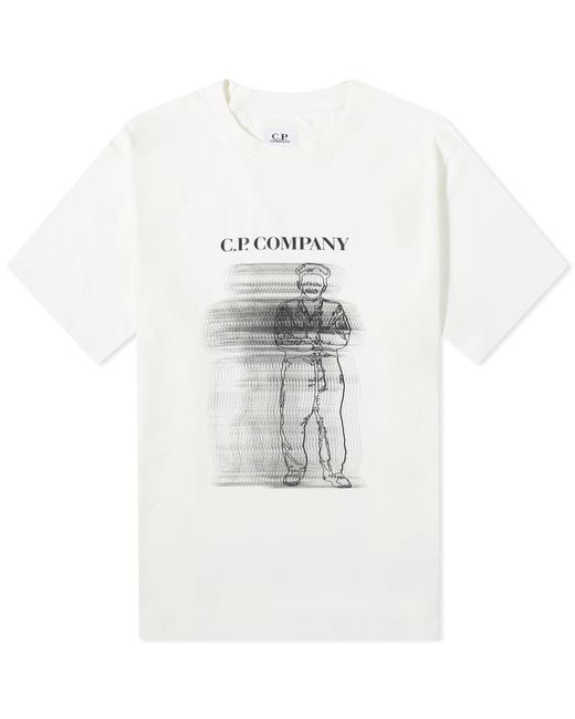 C P Company White Blur Sailor T-Shirt for men