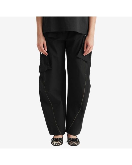 Ganni Gray Stretch Shell Elasticated Cargo Pants Presented By End