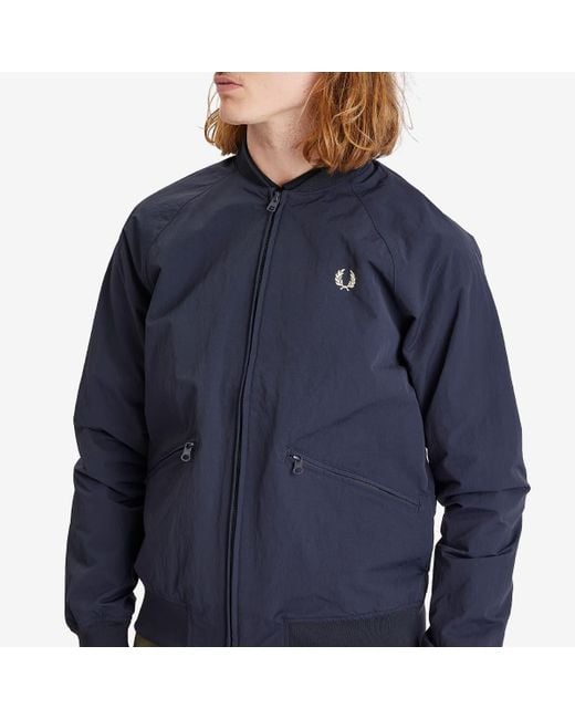 Fred Perry Textured Tennis Bomber Jacket in Blue for Men | Lyst