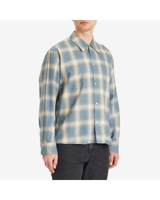 Second/Layer Blue Relaxed Check Shirt for men