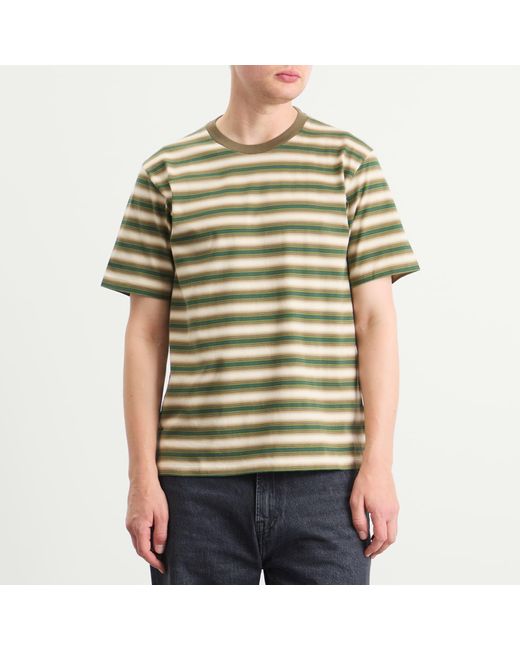 Auralee Green Gradient Stripe Jersey Tee for men