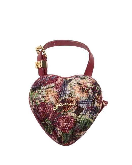 Ganni Brown Nano Heart Bag