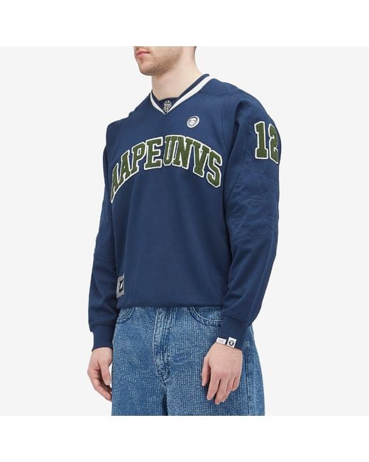 Aape By A Bathing Ape Blue Aape Ice Hockey Jersey Sweatshirt for men