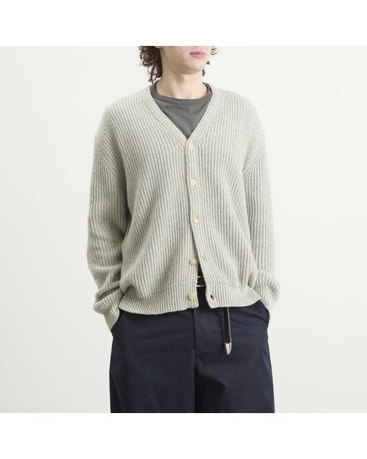 AURALEE Cashmere Silk Melange Knit Cardigan in Green for Men