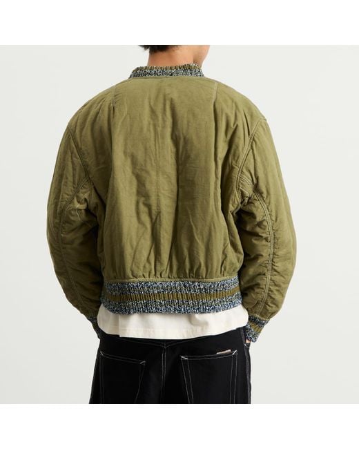STORY mfg. Blue Story Mfg Seed Printed Wonky-Wear Bomber for men