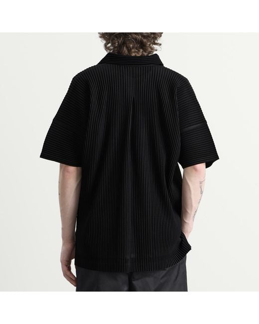 Homme Plissé Issey Miyake Black Pleat Short Sleeve Shirt for men