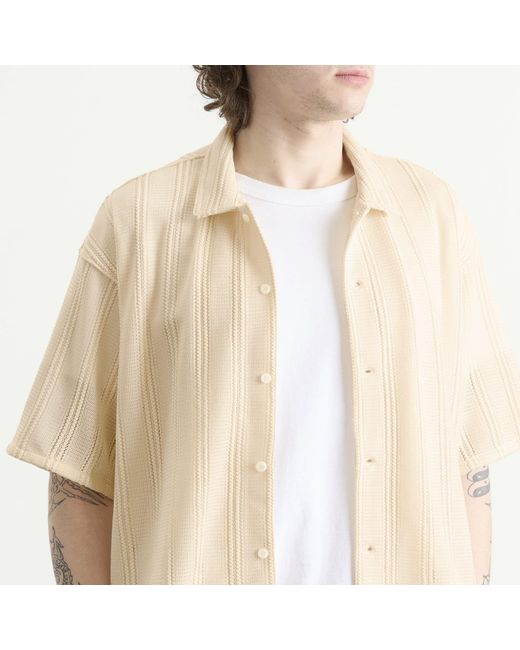 Beams Plus Natural Mesh Open Collar Shirt for men