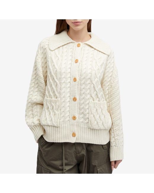 DUNST White Fisherman Knit Cardigan
