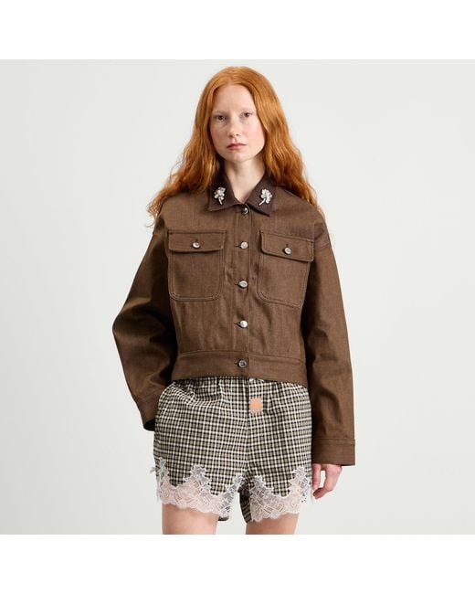 Simone Rocha Brown Cropped Utility Pocket Workwear Jacket