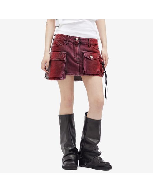 The Attico Red Fay Cargo Mini Skirt