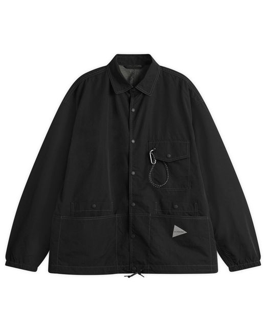 And Wander Black Crinkled Nylon Shirt Jacket for men