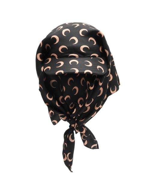 MARINE SERRE Black Moon Silk Veiled Cap