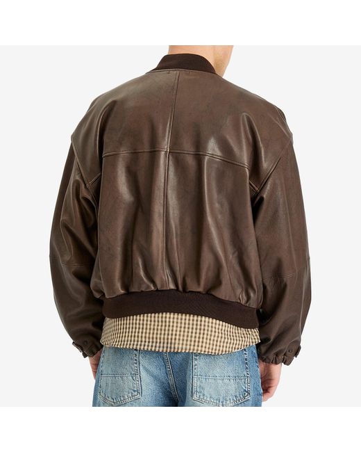 ジャケット・アウター AURALEE LAMB LEATHER FLIGHT BLOUSON 3 Auralee Men's Lamb Leather Flight Blouson in Brown Auralee