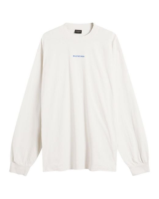 Balenciaga White Logo Back Dry Jersey Long Sleeve Medium Fit T-Shi for men