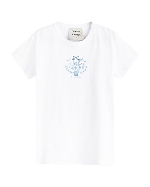 Damson Madder White Flower Basket Shrunken T-Shirt