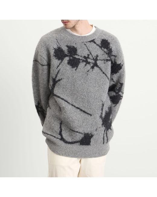 Dries Van Noten Gray Thistle Printed Alpaca Wool Jumper for men