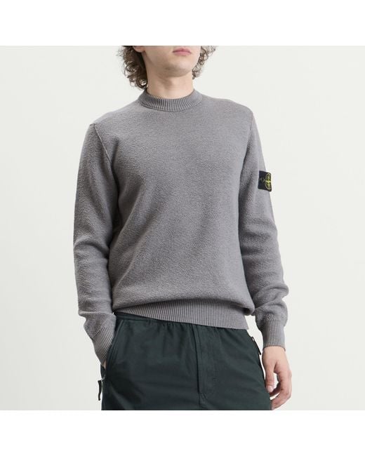 Stone Island Gray Textured Stitch Jumper for men