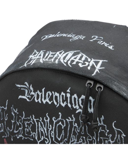 Balenciaga Black Metal Logo Explorer Backpack for men