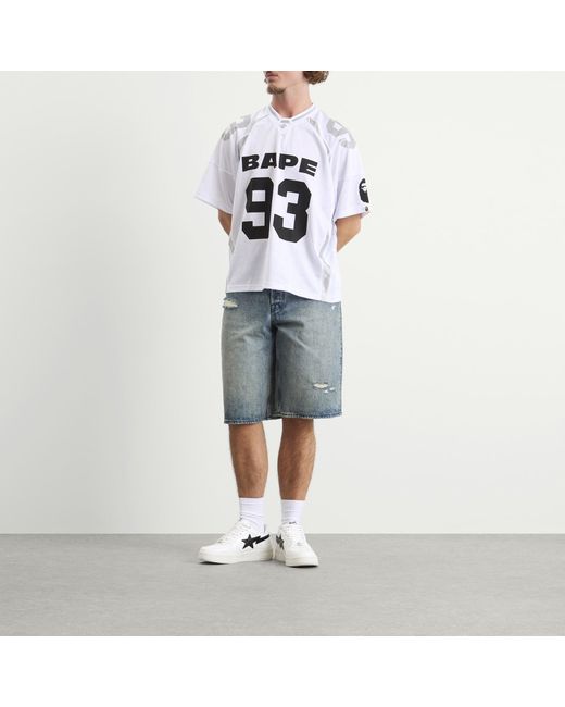 A Bathing Ape Blue Sta Denim Shorts for men