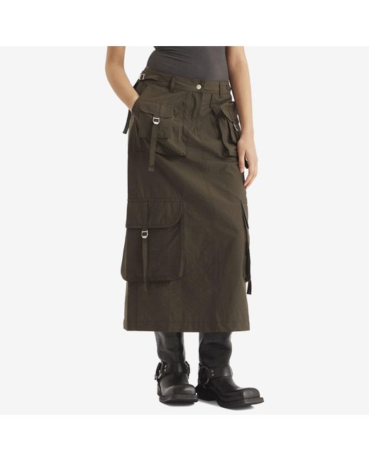 Acne Green Ilanta Tech Light Co Midi Skirt