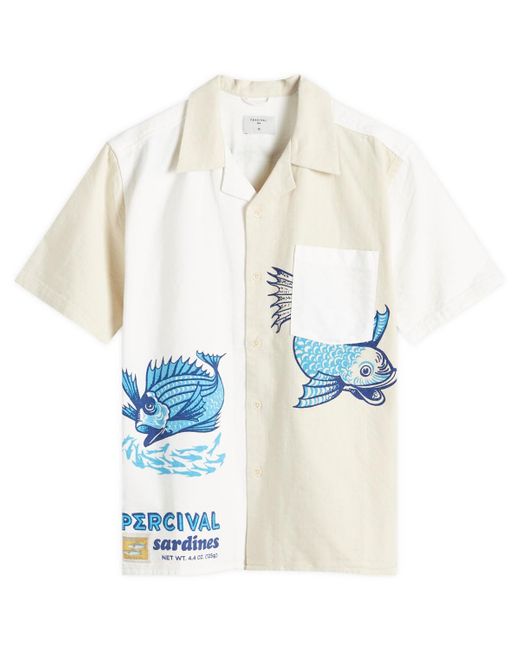 Percival Blue Depths Of Mythos Tapestry Cuban Shirt for men