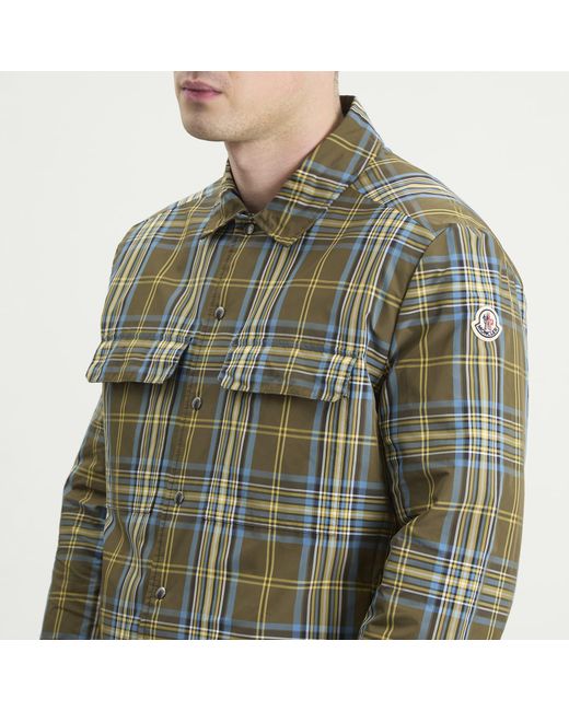 Moncler Green Eco Nylon Check Shirt Jacket for men