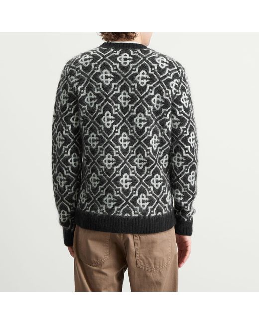 Casablanca Black Monogram Mohair Blend Crew Sweatshirt for men