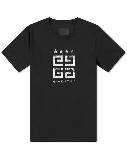 Givenchy Black 4G Stamp Logo T-Shirt for men
