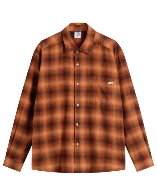 POLAR SKATE Brown Shadow Check Mitchell Shirt for men