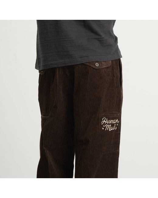 Human Made Brown Corduroy Pleated Trousers for men