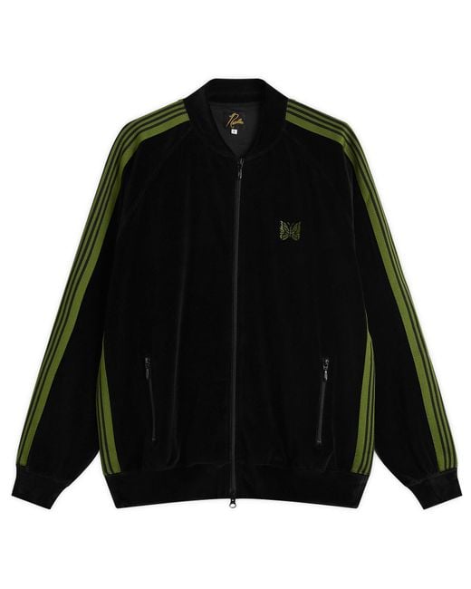 Needles Black Velour Rib Collar Track Jacket for men